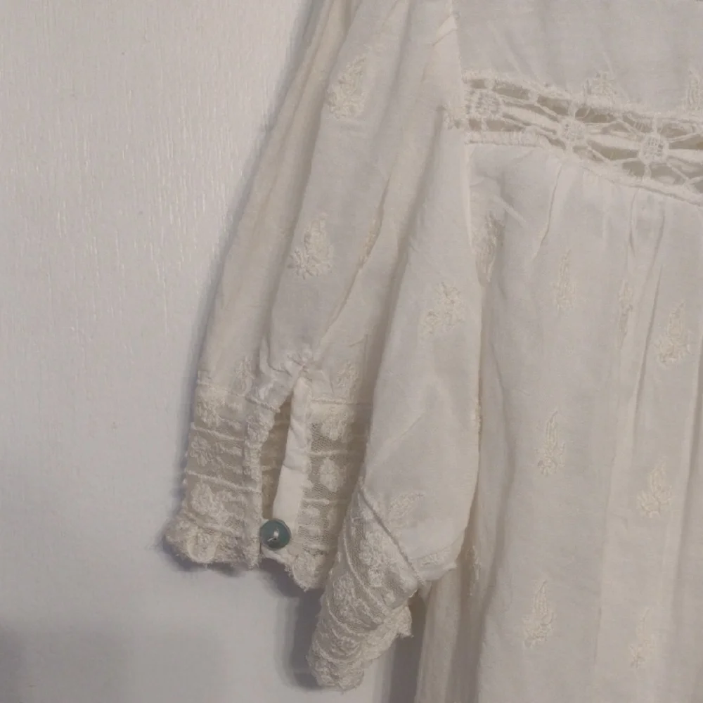 Free People Vintage Elegant White Lace Blouse Size XS - Picture 6 of 12